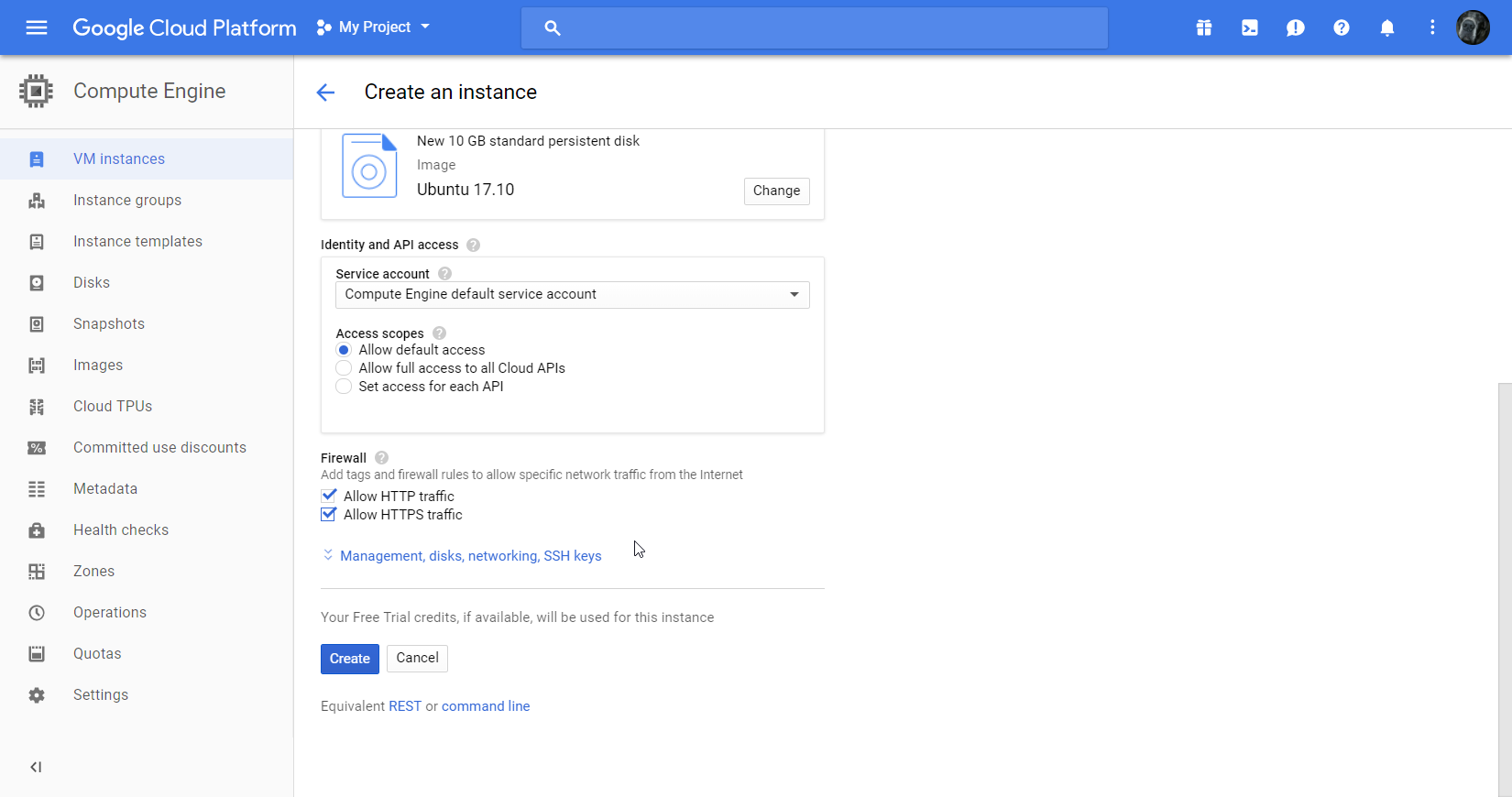 Initial firewall settings